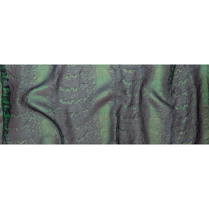 Metallic Green and Blue Iridescent Striped Double Layer Organza - Folded