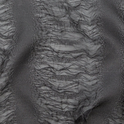 Metallic Double Layer Organza - Black and Silver Iridescent Stripes