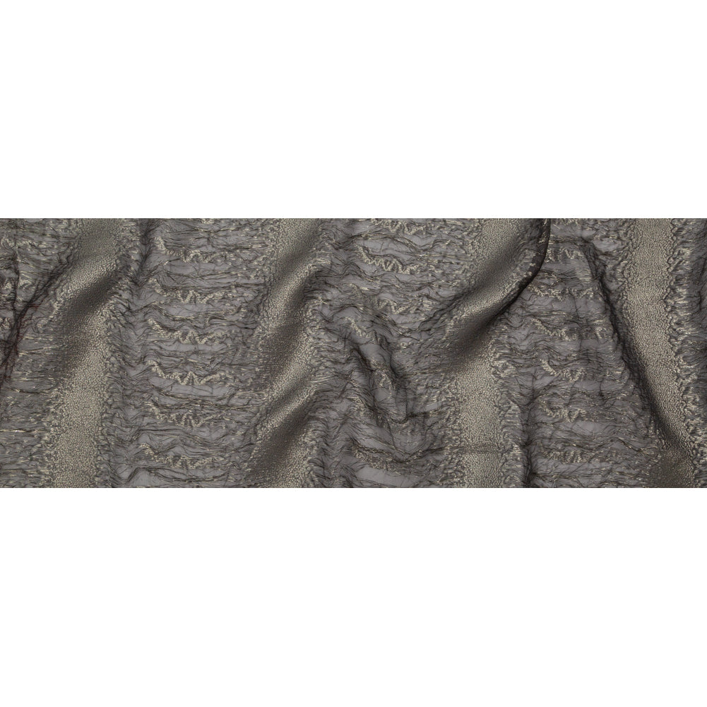 Metallic Double Layer Organza - Gold and Gray Iridescent Stripes Folded
