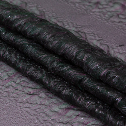 Metallic Purple and Green Iridescent Striped Double Layer Organza - Detail