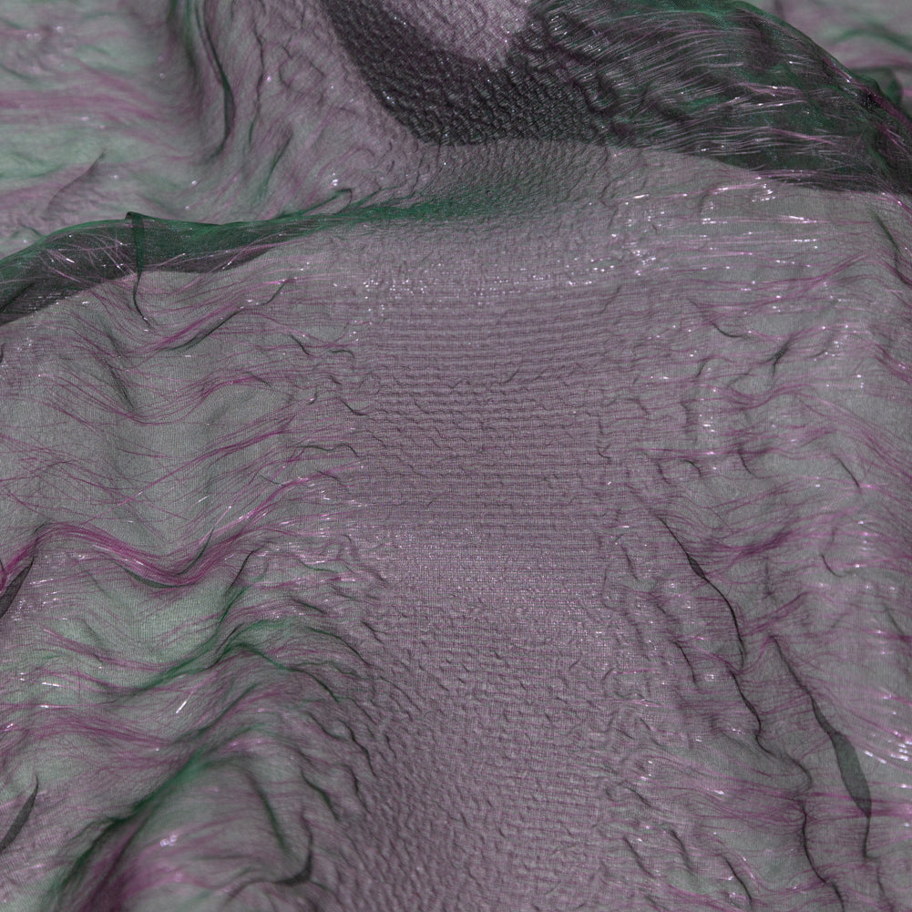 Metallic Purple and Green Iridescent Striped Double Layer Organza - Full