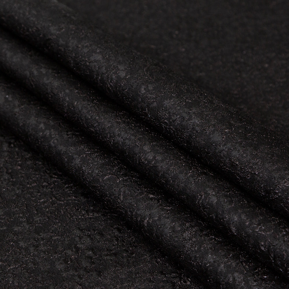 Metallic Black Luxury Floral Brocade Folded