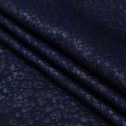 Metallic Royal Blue Luxury Floral Brocade - Folded