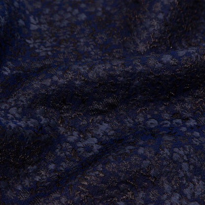 Metallic Royal Blue Luxury Floral Brocade - Detail