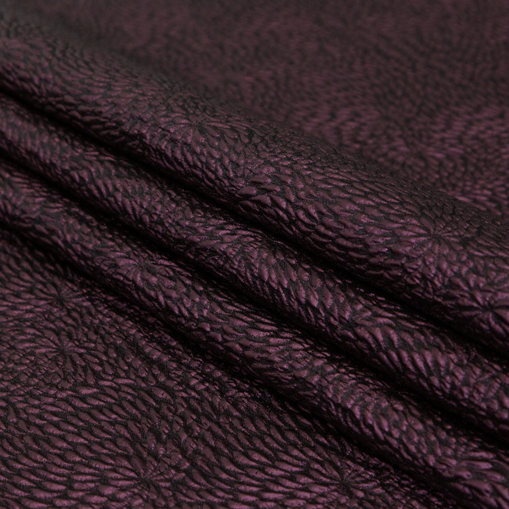 Metallic Aubergine Floral Double-Layer Organza Brocade - Detail