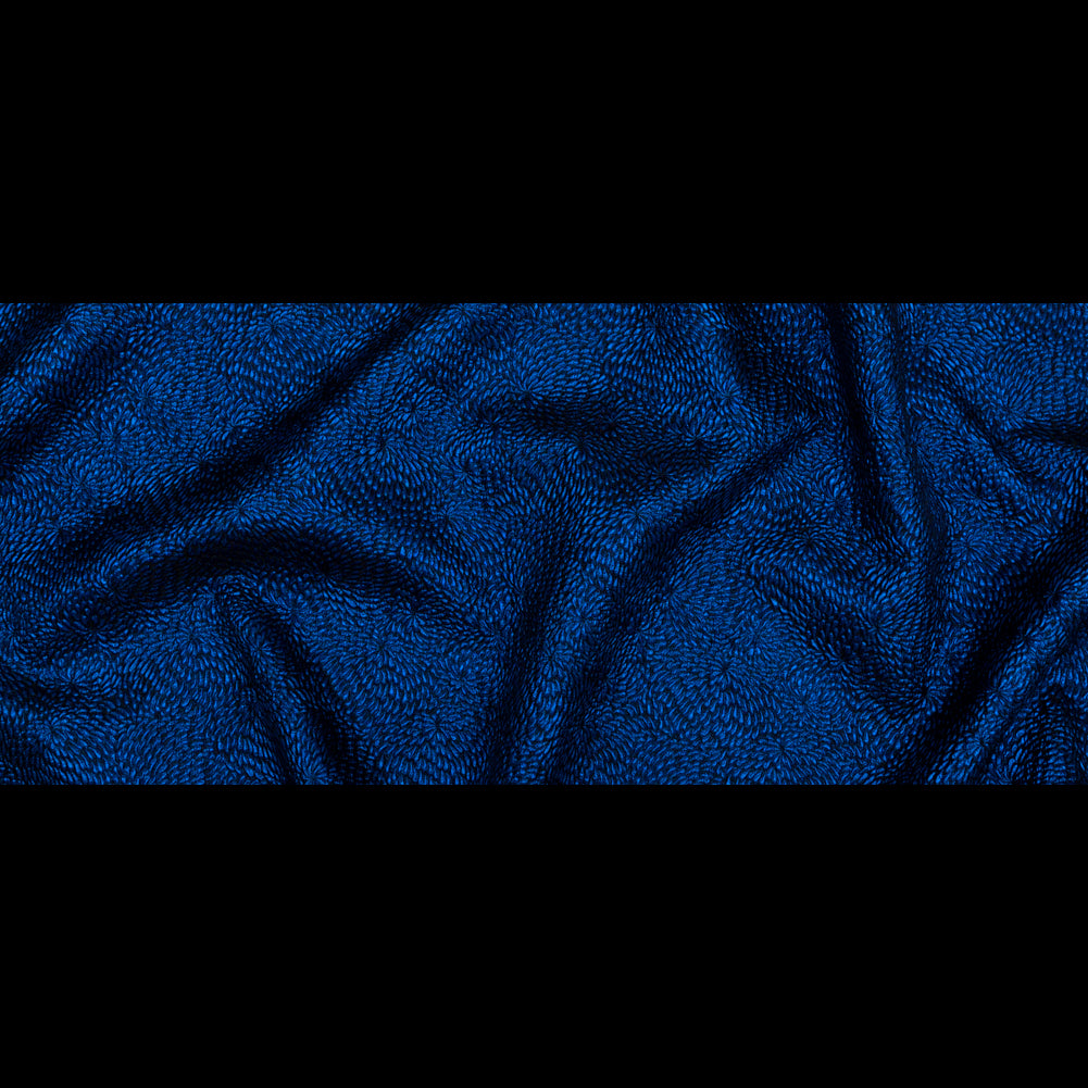 Metallic Royal Blue Floral Double-Layer Organza Brocade Folded