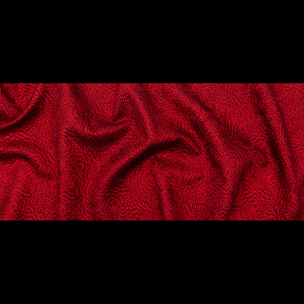 Metallic Red and Black Floral Double-Layer Organza Brocade Folded