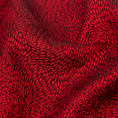Metallic Red and Black Floral Double-Layer Organza Brocade Full