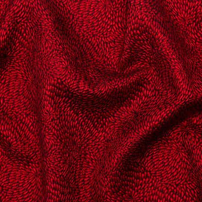 Metallic Red and Black Floral Double-Layer Organza Brocade