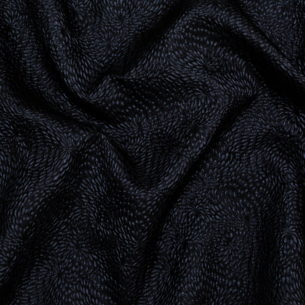 Metallic Black Floral Double-Layer Organza Brocade