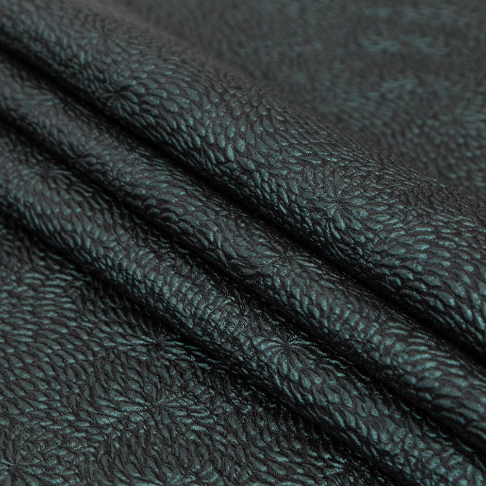 Metallic Green Floral Double-Layer Organza Brocade - Detail