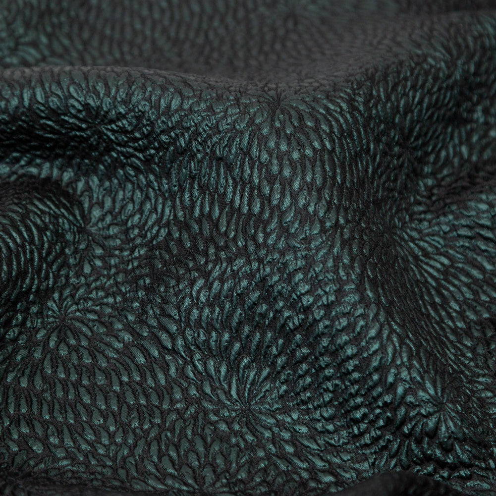 Metallic Green Floral Double-Layer Organza Brocade - Full