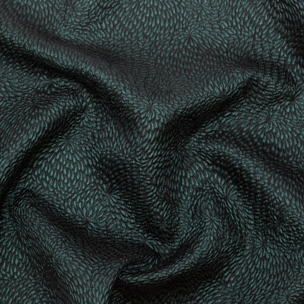 Metallic Green Floral Double-Layer Organza Brocade