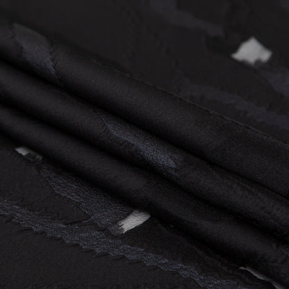 Metallic Navy and Black Luxury Crinkled Organza Burnout Brocade - Folded