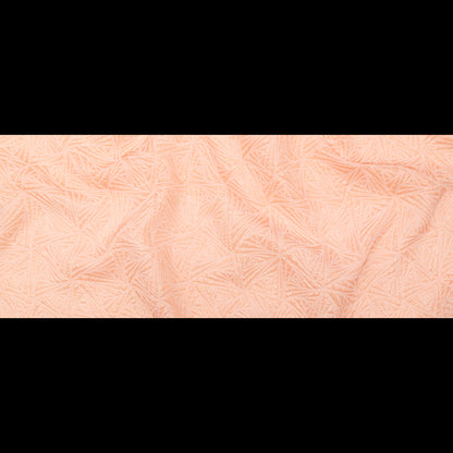 Luminous Coral Geometric Double-Layer Creped Organza Brocade - Folded