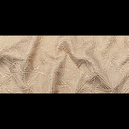 Luminous Gold Geometric Double-Layer Creped Organza Brocade - Folded
