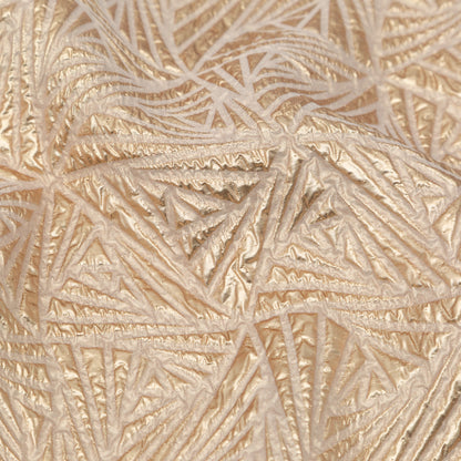 Luminous Gold Geometric Double-Layer Creped Organza Brocade - Full