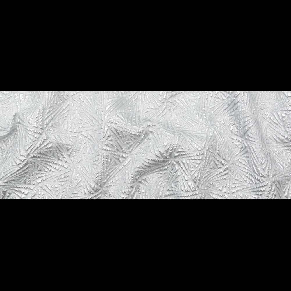 Luminous Silver Geometric Double-Layer Creped Organza Brocade - Full