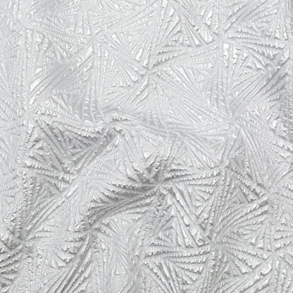 Luminous Silver Geometric Double-Layer Creped Organza Brocade