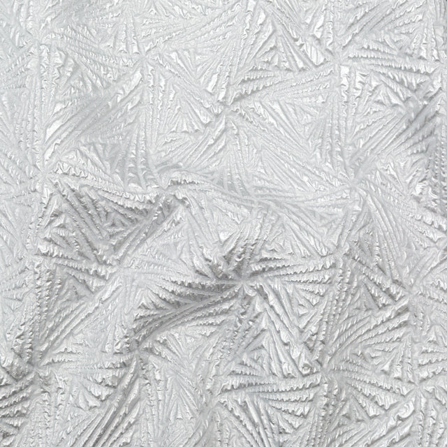 Luminous Silver Geometric Double-Layer Creped Organza Brocade