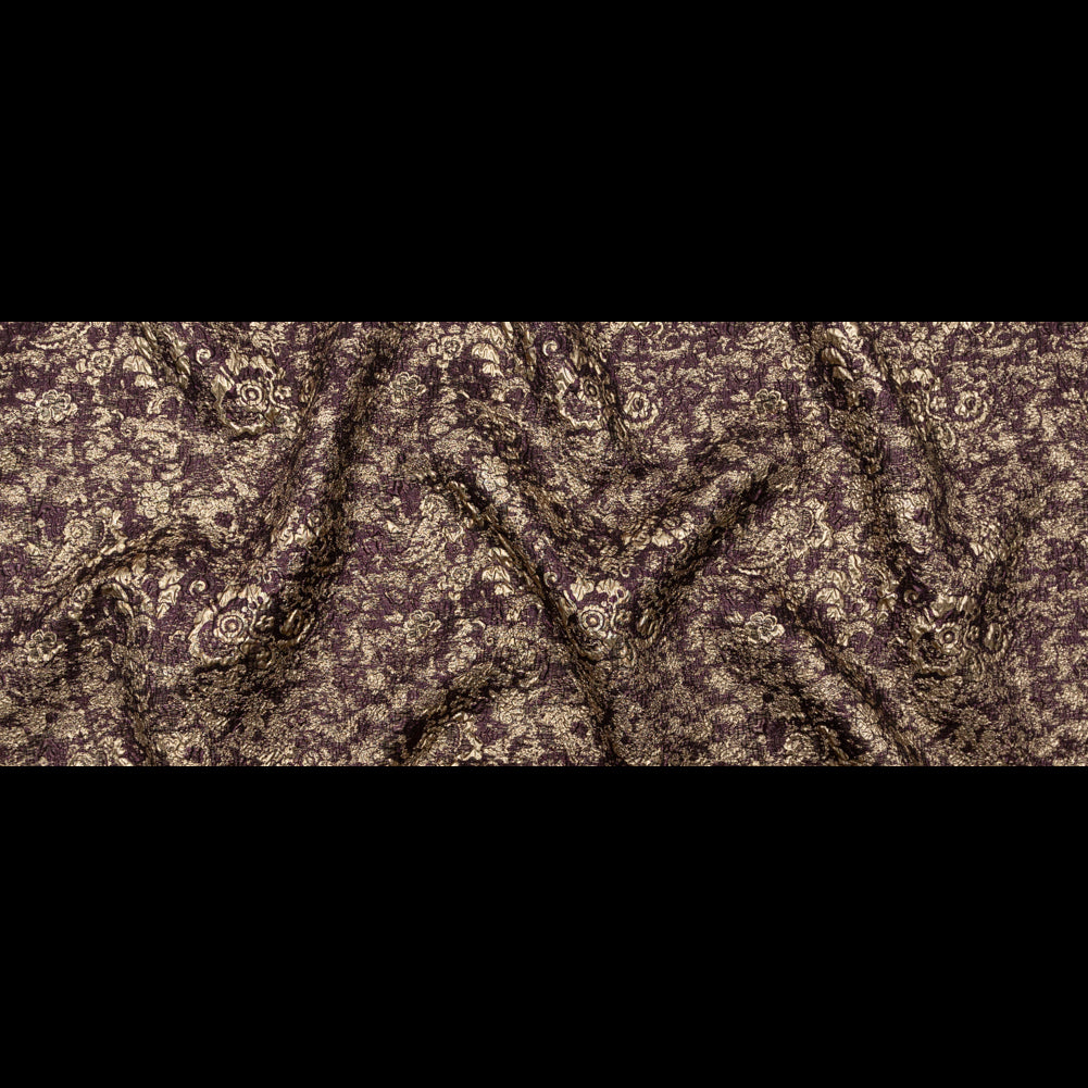 Aubergine and Gold Luxury Metallic Brocade - Folded