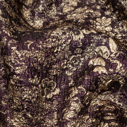 Aubergine and Gold Luxury Metallic Brocade - Full