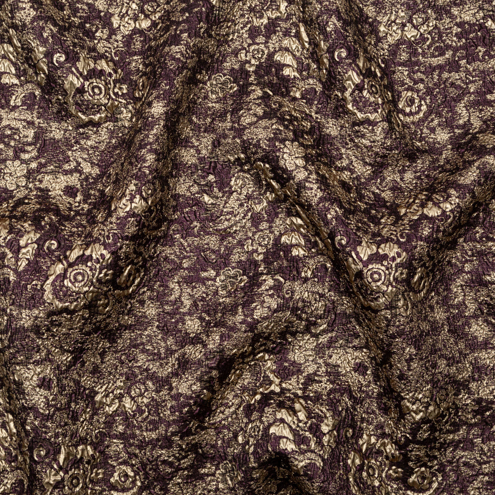 Aubergine and Gold Luxury Metallic Brocade