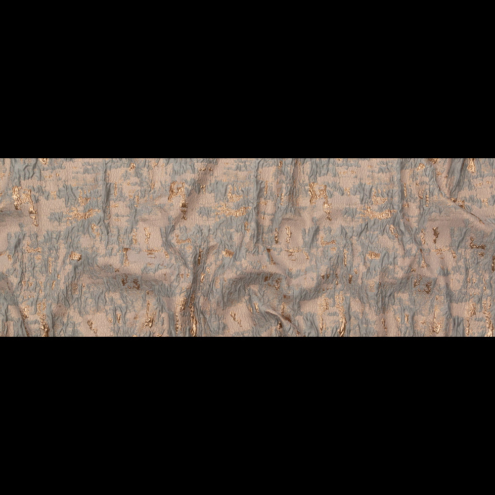 Sky Gray and Gold Abstract Luxury Metallic Brocade - Full