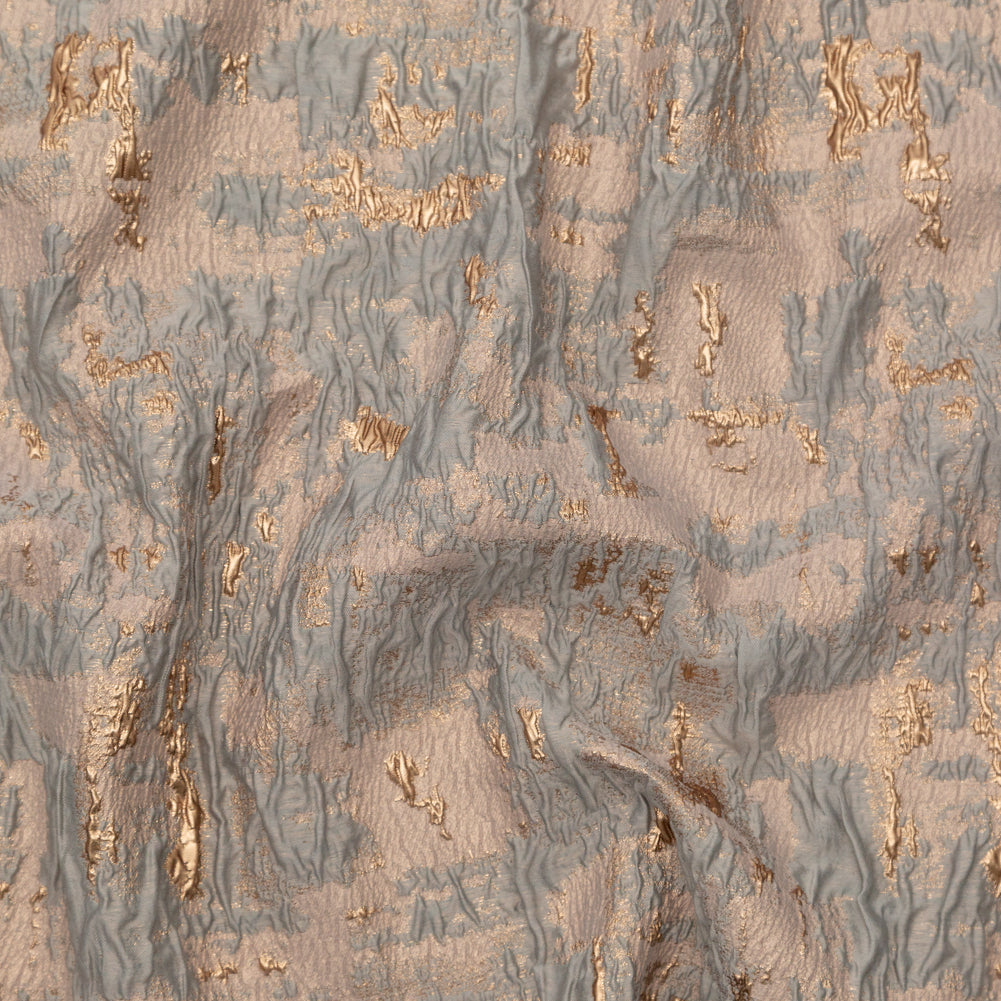 Sky Gray and Gold Abstract Luxury Metallic Brocade