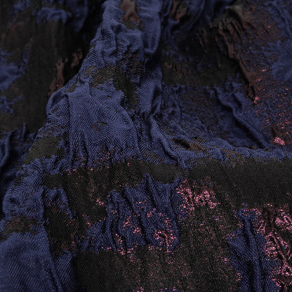 Navy and Glistening Grape Abstract Luxury Metallic Brocade - Detail