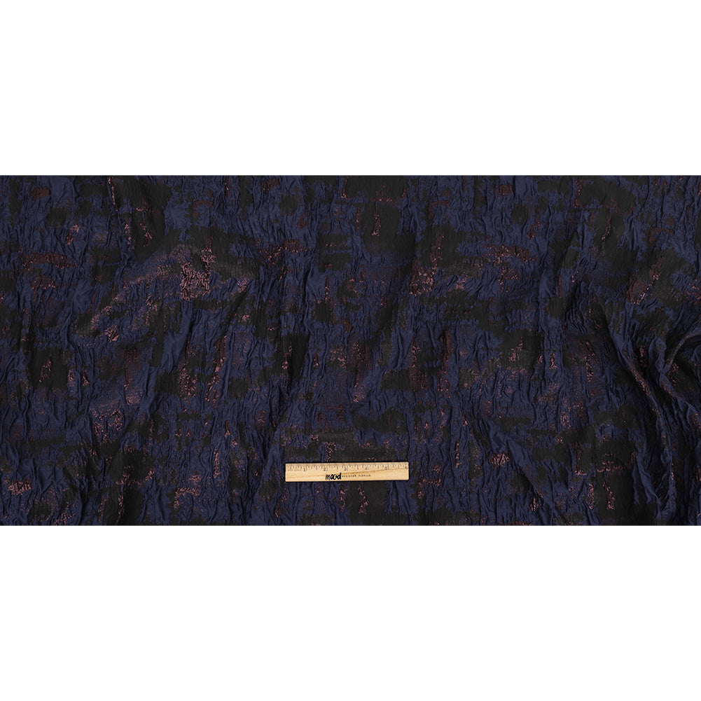 Navy and Glistening Grape Abstract Luxury Metallic Brocade - Full