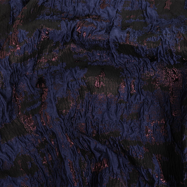 Navy and Glistening Grape Abstract Luxury Metallic Brocade