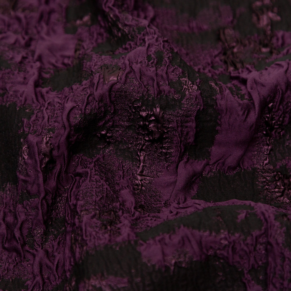 Blackberry Wine and Black Abstract Luxury Metallic Brocade Detail