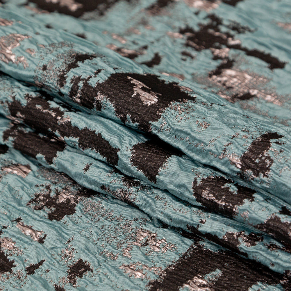 Mint Chocolate Chip Abstract Luxury Metallic Brocade - Folded