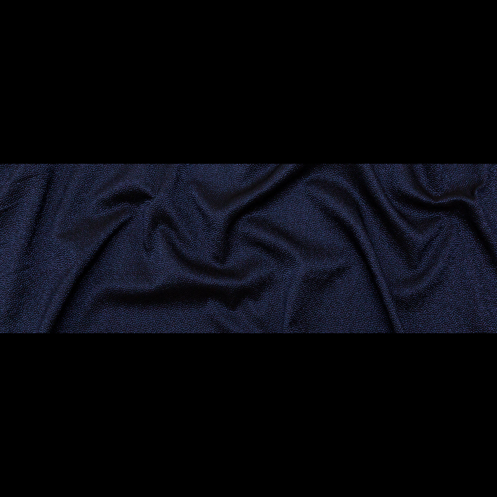 Metallic Blue on Black Abstract Luxury Brocade - Folded