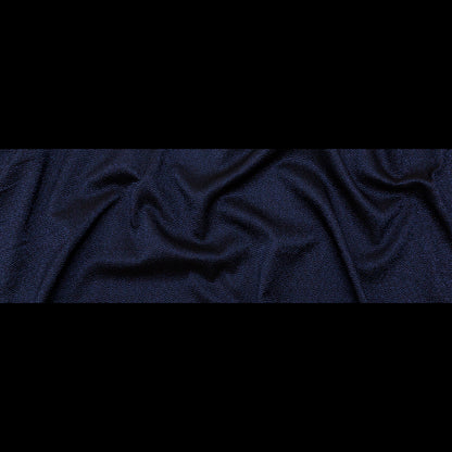 Metallic Blue on Black Abstract Luxury Brocade - Folded