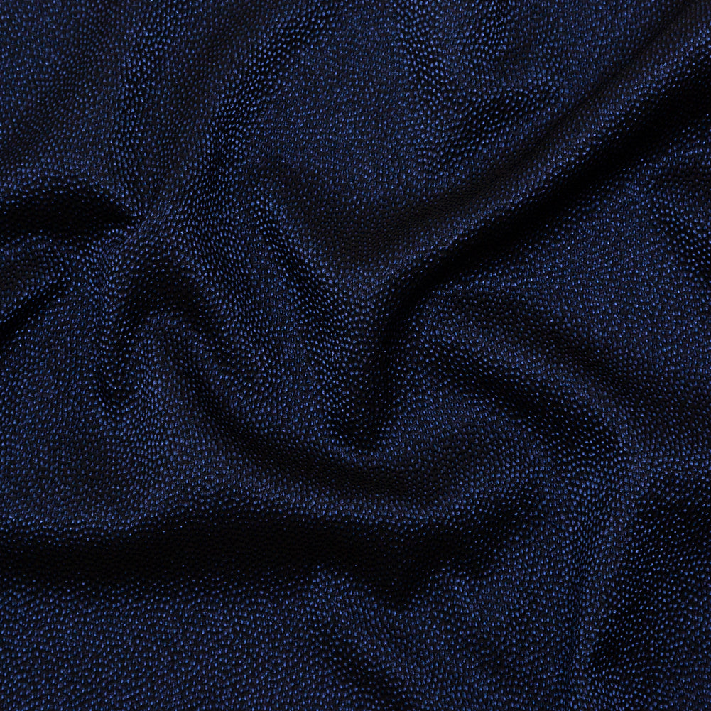 Metallic Blue on Black Abstract Luxury Brocade