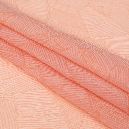 Luminous Coral Double-Layer Organza Brocade Detail