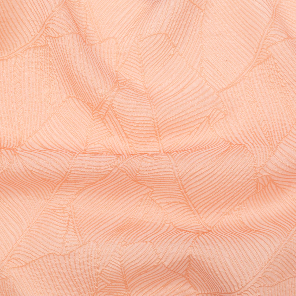 Luminous Coral Double-Layer Organza Brocade