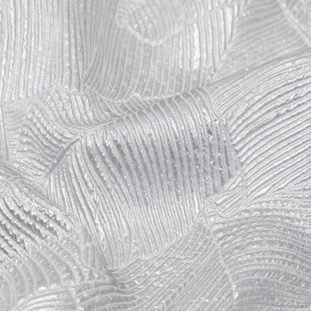 Luminous Silver Double-Layer Organza Brocade - Full