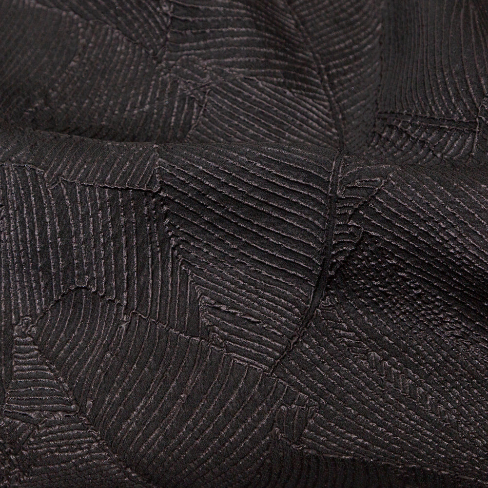 Luminous Black Double-Layer Organza Brocade Full