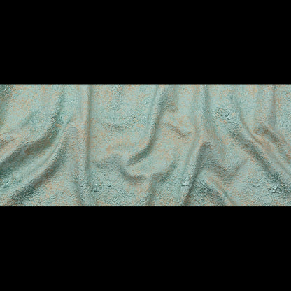 Aqua and Gold Abstract Luxury Metallic Brocade - Folded
