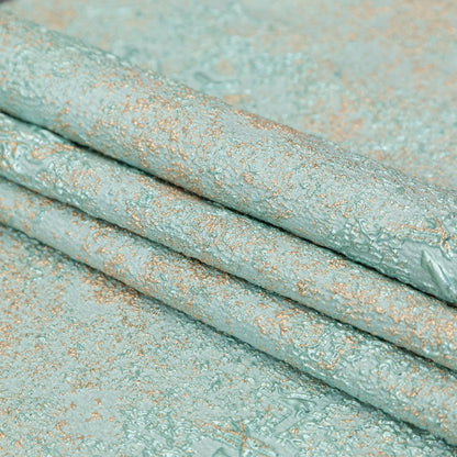 Aqua and Gold Abstract Luxury Metallic Brocade - Detail