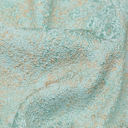Aqua and Gold Abstract Luxury Metallic Brocade - Full