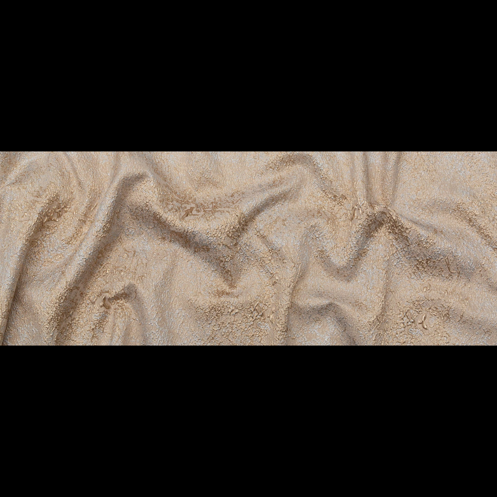 Beige and Silver Abstract Luxury Metallic Brocade Folded