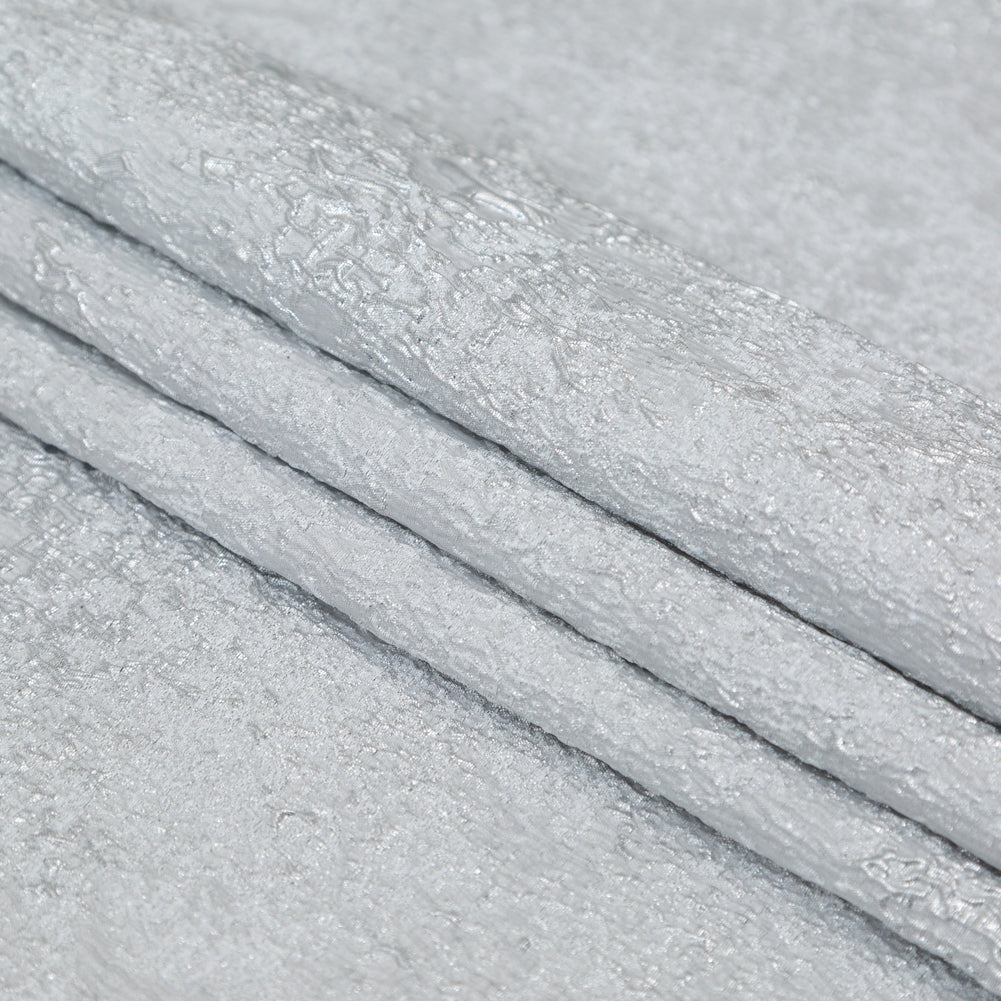White and Silver Abstract Luxury Metallic Brocade - Detail