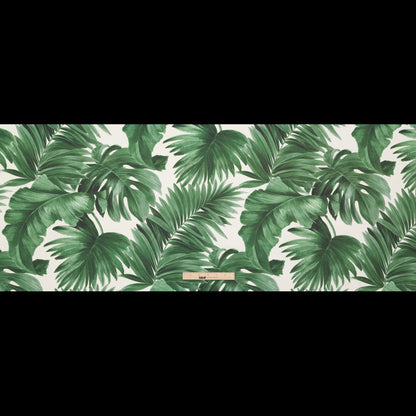 Dark Green Tropical Leaves Printed Woven Full