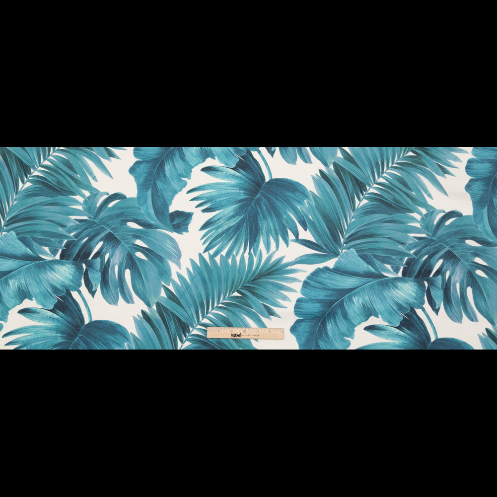 Blue Tropical Leaves Printed Woven - Full
