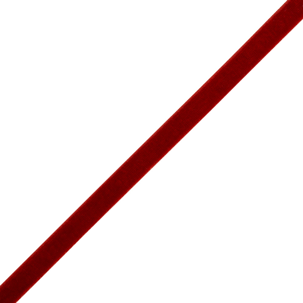 Stretch Velvet Ribbon Trim Made in Italy - 0.375" - Deep Red - Gislaine Collection