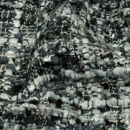 Viscose and Acrylic Chenille Tweed - Phantom, Gray and White - Newcastle Collection Folded